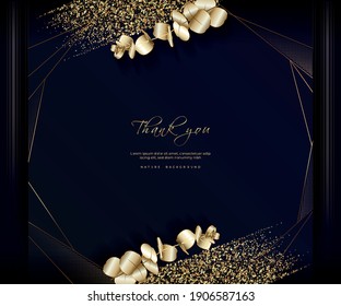 Luxury golden eucalyptus  thank you card template 