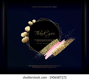 Luxury golden eucalyptus  thank you card template 