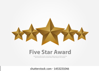 luxury golden five star award on grey gradient background