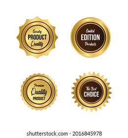 Luxury golden flat badges set seal label vector