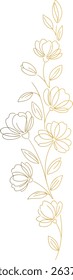 Luxury Golden Floral Border Vector with Elegant Line Art Flowers and Leaves for Cards Posters and Invitations

