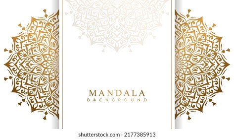 Luxury golden floral mandala ornamental background banner with gold round circle pattern