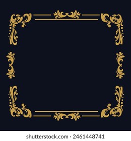Vector de diseño de borde de patrón floral dorado de lujo