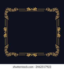 Luxury golden floral pattern border design element