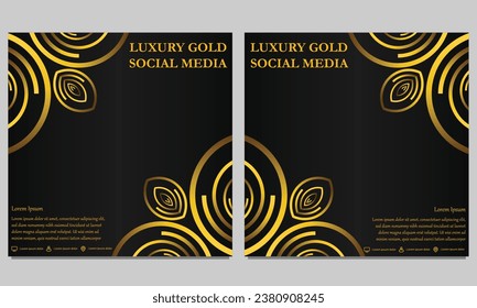 luxury golden floral social media post template design
