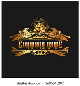 luxury golden floral vintage  logo