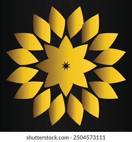 luxury golden flower design on black background