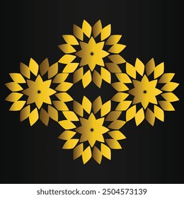 luxury golden flower design on black background