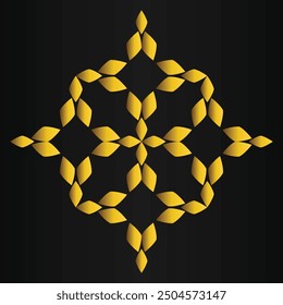 luxury golden flower design on black background