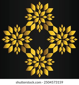 luxury golden flower design on black background