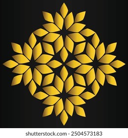 luxury golden flower design on black background