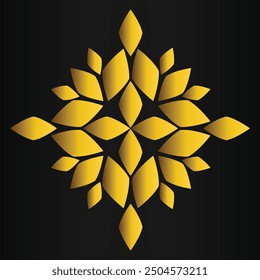 luxury golden flower design on black background