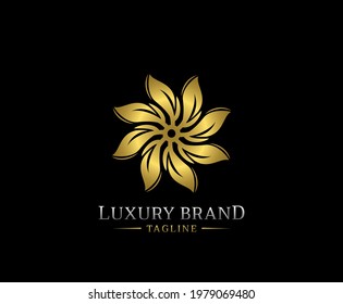 Luxury golden flower mandala icon logo design