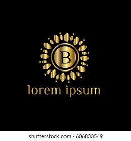 Luxury golden flower vector logo design letter B