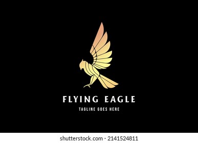 Luxury Golden Flying Eagle Hawk Falcon Phoenix Monogram Logo Design Vector