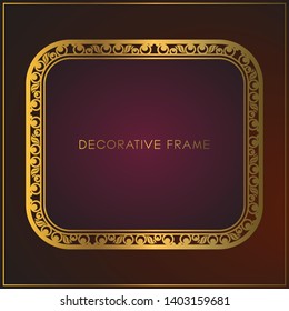 Luxury Golden frame design with floral ornament. Decorative gold frames and borders