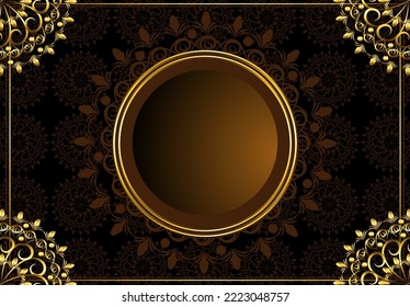 luxury golden frame floral ornament background