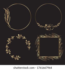 luxury golden frame with leaf decorations