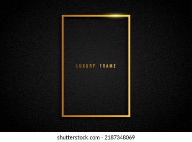 Luxury Golden Frame Mockup. Portrait Minimal Frame In A Black Backround.