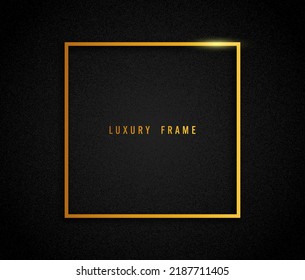 Luxury Golden Frame Mockup. Square Minimal Frame In A Black Backround.