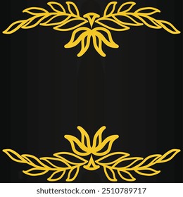 Luxury golden frame ornament on black background. 