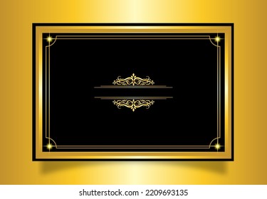 luxury golden frame with title name floral ornament