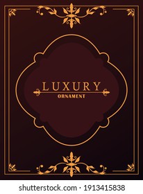 luxury golden frame with victorian style in red wine background vector illustration design