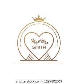 Luxury golden frame for wedding invitation card/banner. Vector image.