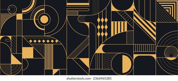 Luxury golden geometric background. Art Deco Pattern, Linear wave background texture for print, fabric, packaging design, invite.