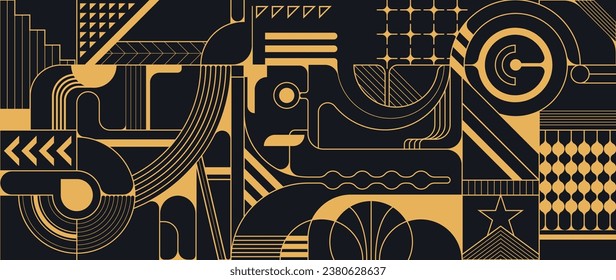 Luxury golden geometric background. Art Deco Pattern, Linear wave background texture for print, fabric, packaging design, invite.