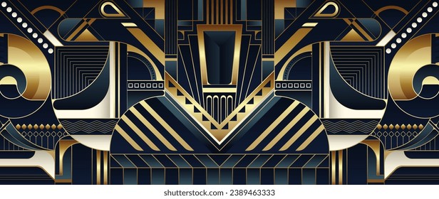 Luxury golden geometric background. Art Deco Pattern, Linear wave background texture for print, fabric, packaging design, invite.