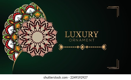 Luxury golden geometric mandala ornament shape background. vector ethnic mandala