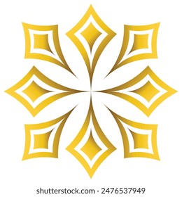 ornement géométrique doré de luxe isolé sur fond blanc