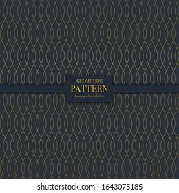 Luxury golden geometric pattern. Abstract line background, fashion style vector illustration for wallpaper, flyer, cover, design template. Realistic premium minimalistic ornament, backdrop.