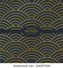 Diseño geométrico dorado de lujo. Fondo de línea abstracta, ilustración vectorial de estilo de moda para papel tapiz, volante, portada, plantilla de diseño. Un adorno minimalista de primera calidad, telón de fondo.