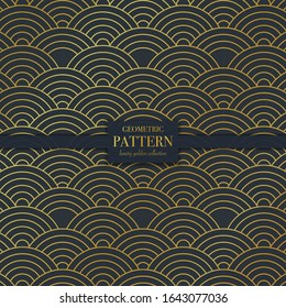 Luxury golden geometric pattern. Abstract line background, fashion style vector illustration for wallpaper, flyer, cover, design template. Realistic premium minimalistic ornament, backdrop.