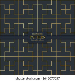 Luxury golden geometric pattern. Abstract line background, fashion style vector illustration for wallpaper, flyer, cover, design template. Realistic premium minimalistic ornament, backdrop.