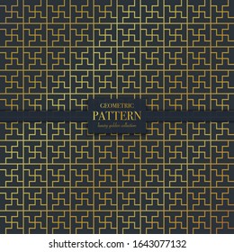 Luxury golden geometric pattern. Abstract line background, fashion style vector illustration for wallpaper, flyer, cover, design template. Realistic premium minimalistic ornament, backdrop.