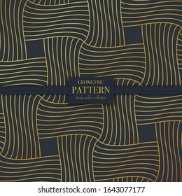 Luxury golden geometric pattern. Abstract line background, fashion style vector illustration for wallpaper, flyer, cover, design template. Realistic premium minimalistic ornament, backdrop.
