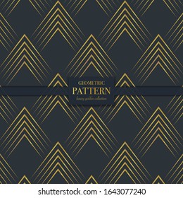 Luxury golden geometric pattern. Abstract line background, fashion style vector illustration for wallpaper, flyer, cover, design template. Realistic premium minimalistic ornament, backdrop.
