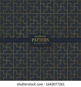 Luxury golden geometric pattern. Abstract line background, fashion style vector illustration for wallpaper, flyer, cover, design template. Realistic premium minimalistic ornament, backdrop.