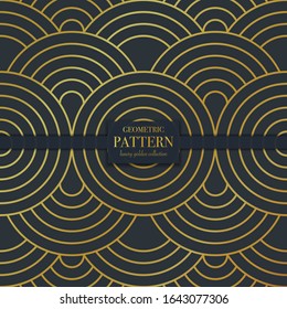 Luxury golden geometric pattern. Abstract line background, fashion style vector illustration for wallpaper, flyer, cover, design template. Realistic premium minimalistic ornament, backdrop.