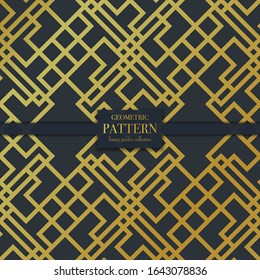 Luxury golden geometric pattern. Abstract line background, fashion style vector illustration for wallpaper, flyer, cover, design template. Realistic premium minimalistic ornament, backdrop.