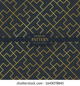 Luxury golden geometric pattern. Abstract line background, fashion style vector illustration for wallpaper, flyer, cover, design template. Realistic premium minimalistic ornament, backdrop.