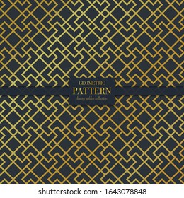 Luxury golden geometric pattern. Abstract line background, fashion style vector illustration for wallpaper, flyer, cover, design template. Realistic premium minimalistic ornament, backdrop.