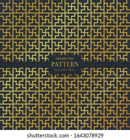 Luxury golden geometric pattern. Abstract line background, fashion style vector illustration for wallpaper, flyer, cover, design template. Realistic premium minimalistic ornament, backdrop.