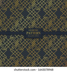 Luxury golden geometric pattern. Abstract line background, fashion style vector illustration for wallpaper, flyer, cover, design template. Realistic premium minimalistic ornament, backdrop.
