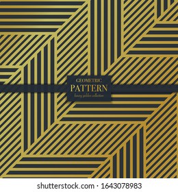 Luxury golden geometric pattern. Abstract line background, fashion style vector illustration for wallpaper, flyer, cover, design template. Realistic premium minimalistic ornament, backdrop.