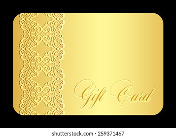 Luxury golden gift card with imitation of lace