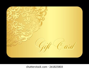 Luxury golden gift card with rounded lace